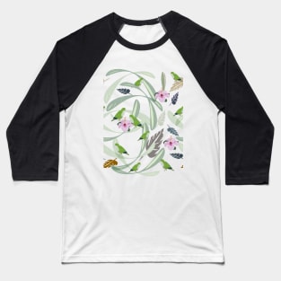 Loriquets and hibiscus in rose Baseball T-Shirt